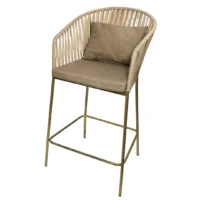 banco-metalico-malibu-4 Banco de acero tubular, respaldo tejido en polipropileno, asiento de metal con cojín desmontable, tapizado en tela, vinipiel o petatillo, varios colores, no apilable, para interior.