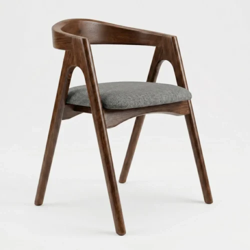 Silla Cairo de madera de pino con respaldo de madera y asiento tapizado, apilable.