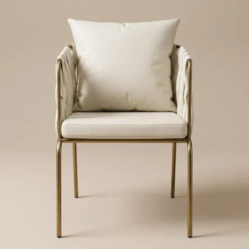 Silla Camila metálica tejida, asiento con cojín. Ideal para eventos.