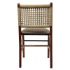 Silla Argelia de madera de pino con respaldo de celulosa natural y asiento tapizado, no apilable