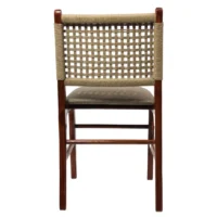 Silla Argelia de madera de pino con respaldo de celulosa natural y asiento tapizado, no apilable