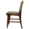 Silla Argelia de madera de pino con respaldo de celulosa natural y asiento tapizado, no apilable
