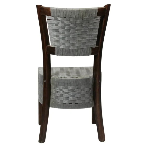 Silla Aroa de madera de pino con respaldo y asiento de polipropileno tejido, no apilable