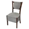 Silla Aroa de madera de pino con respaldo y asiento de polipropileno tejido, no apilable