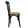 Silla Crossback Tejida con asiento de ratán sintético, apilable.