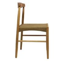 Silla Elbow Redonda de madera de pino con asiento de celulosa natural, no apilable.