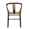Silla Wishbone Tejido de madera de pino con asiento de celulosa natural, no apilable.