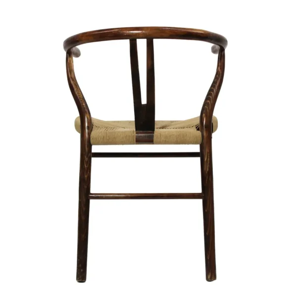 Silla Wishbone Tejido de madera de pino con asiento de celulosa natural, no apilable.