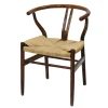 Silla Wishbone Tejido de madera de pino con asiento de celulosa natural, no apilable.