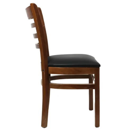 Silla Catalán de madera de pino con respaldo de madera y asiento tapizado, no apilable