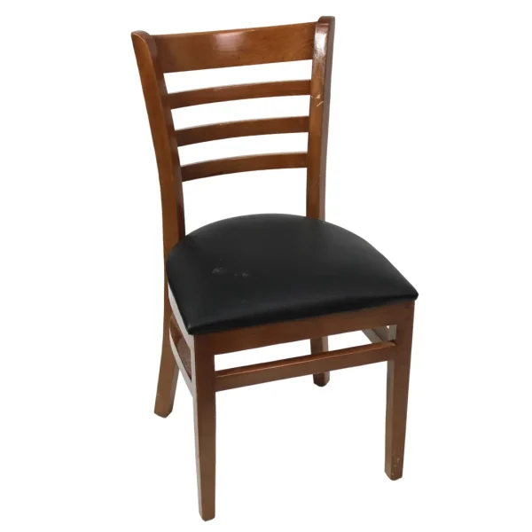 Silla Catalán de madera de pino con respaldo de madera y asiento tapizado, no apilable