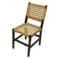 Silla Cordelia de madera de pino, respaldo y asiento con tejido de celulosa natural, no apilable.