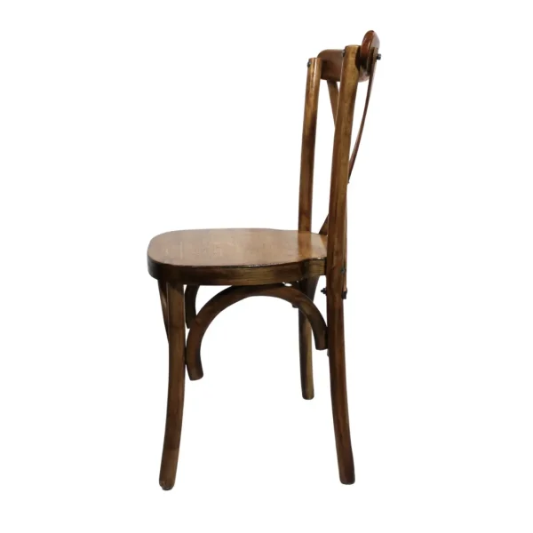 Silla Crossback de madera de pino con respaldo de cruceta y asiento de madera, apilable.