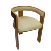 silla-madera-kenia-4 Silla Kenia de madera de pino, respaldo, descansa brazos y asiento tapizado en color beige, no apilable, adecuada para interior.