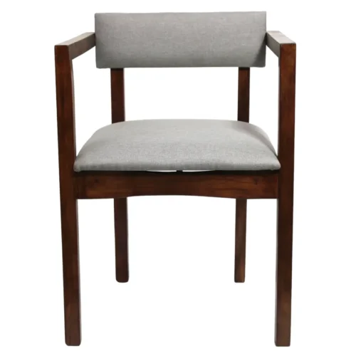 Silla Laura de madera de pino con respaldo y asiento tapizados, no apilable.