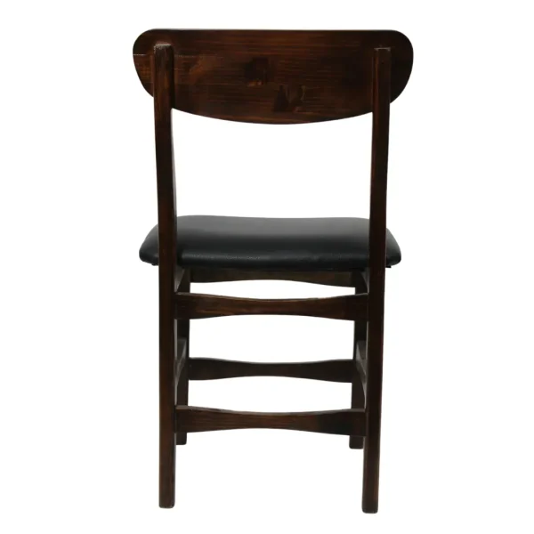 silla-madera-lilian-3 Silla Lilian de madera de pino, respaldo de madera, asiento tapizado en color negro, no apilable, adecuada para interior.