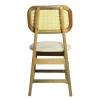 silla-madera-moli-3 Silla Moli de madera de pino, respaldo tejido de bejuco sintético, asiento tapizado en color blanco, no apilable, adecuada para interior.