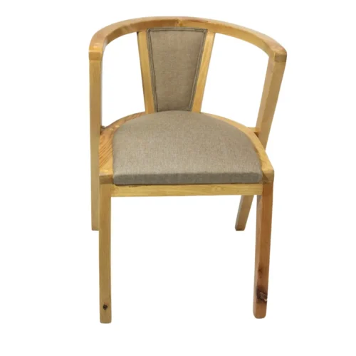 Silla Suecia de madera de pino con respaldo y asiento tapizados, no apilable.
