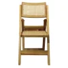 Silla Sunny de madera de pino con respaldo y asiento de bejuco sintético, plegable.