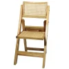 Silla Sunny de madera de pino con respaldo y asiento de bejuco sintético, plegable.