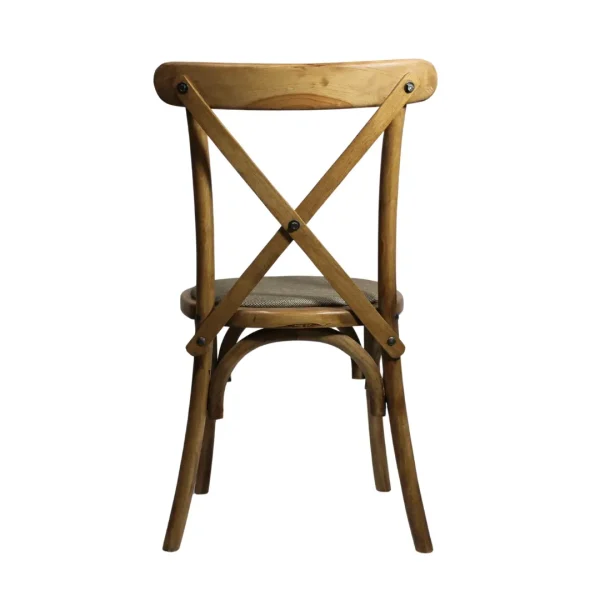 Silla Crossback Tapizada de madera de pino con respaldo de cruceta y asiento tapizado, apilable