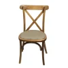 Silla Crossback Tapizada de madera de pino con respaldo de cruceta y asiento tapizado, apilable