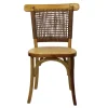 Silla Tejeda 03 de madera de pino, respaldo tejido en mimbre, asiento de madera, apilable, adecuada para interior.
