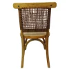 Silla Tejeda Mimbre de madera de pino, respaldo tejido en mimbre, asiento de madera, apilable, adecuada para interior.