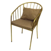 Silla Chloe metálica, de acero tubular, asiento de metal con tapizado, funda con tiras para ajuste. Adecuada para interior.