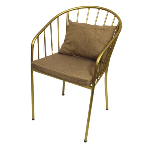 Silla Chloe metálica, de acero tubular, asiento de metal con tapizado, funda con tiras para ajuste. Adecuada para interior.