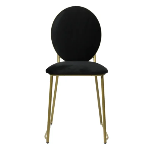 Silla Ovalo 01 metálico, de acero tubular con respaldo y asiento tapizados color negro. Apilable, adecuada para interior.