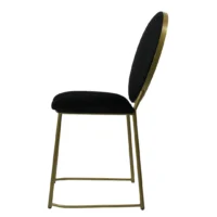 Silla Ovalo AT metálico, de acero tubular con respaldo y asiento tapizados color negro. Apilable, adecuada para interior.