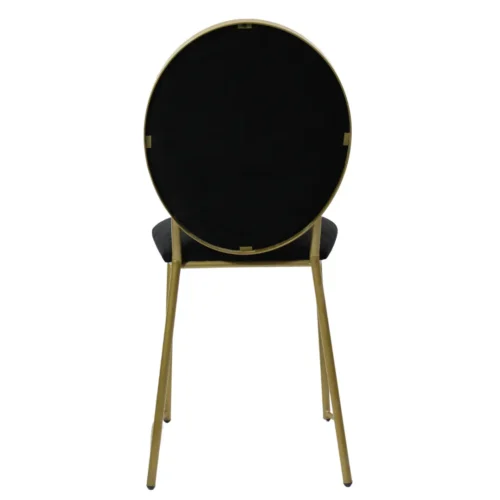 Silla Ovalo AT metálico, de acero tubular con respaldo y asiento tapizados color negro. Apilable, adecuada para interior.