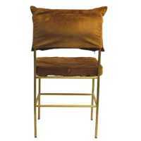 Silla Smith metálica, de acero tubular, cojín y respaldo desmontables, tapizado en color marrón, apilable, adecuada para interior.