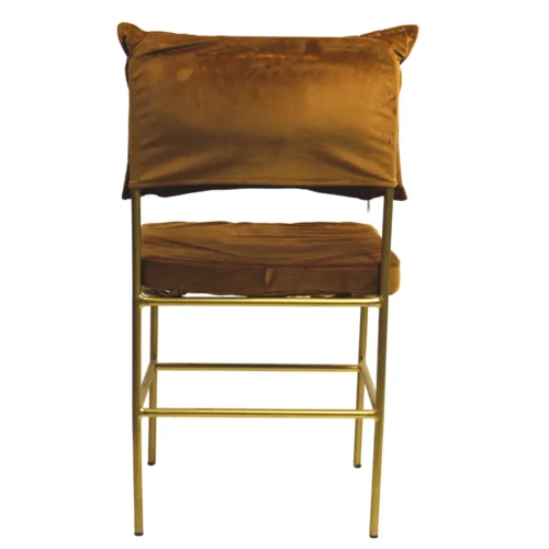 Silla Smith metálica, de acero tubular, cojín y respaldo desmontables, tapizado en color marrón, apilable, adecuada para interior.