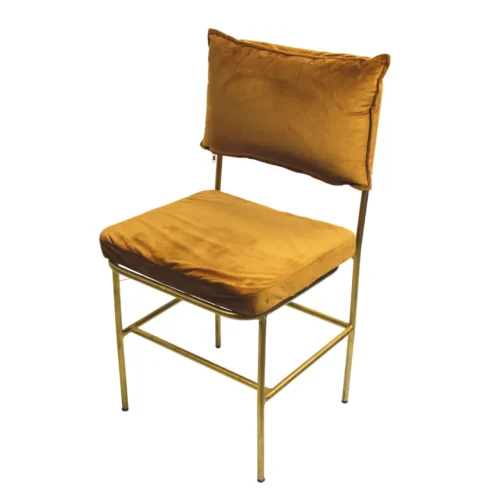 Silla Smith metálica, de acero tubular, cojín y respaldo desmontables, tapizado en color marrón, apilable, adecuada para interior.