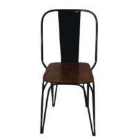 Silla Tolix 01, de acero tubular, respaldo de metal y asiento de madera, apilable, adecuada para interior.