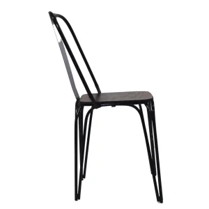 Silla Tolix metálica, de acero tubular, respaldo de metal y asiento de madera, apilable, adecuada para interior.