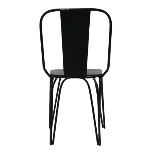 Silla Tolix metálica, de acero tubular, respaldo de metal y asiento de madera, apilable, adecuada para interior.