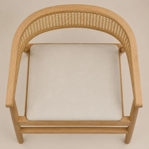 Silla Praga de madera de pino, vista desde arriba asiento tapizado.