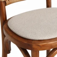 Silla Tejeda de madera de pino. Detalle asiento tapizado