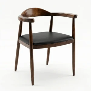 Silla Wegner de madera de pino con asiento tapizado en vinipiel. Ideal para eventos y el sector Horeca.