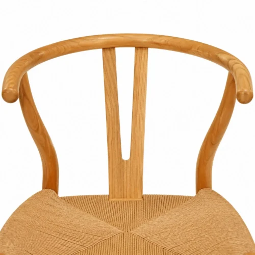 Silla Wishbone de madera de pino, detalle del respaldo.