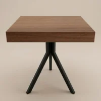 Mesa Base FT, cubierta de melamina corte 45 grados y base de acero con pintura electroestática. Ideal para el sector Horeca.