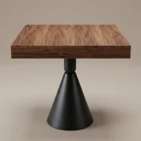 Mesa Base SB, cubierta de melamina corte 45 grados y base de acero con pintura electroestática. Ideal para el sector Horeca.