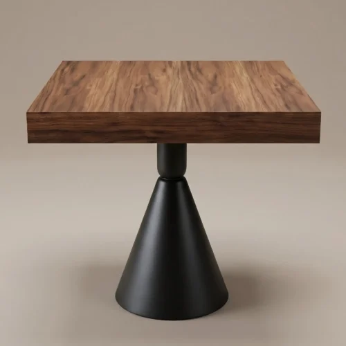 Mesa Base SB, cubierta de melamina corte 45 grados y base de acero con pintura electroestática. Ideal para el sector Horeca.