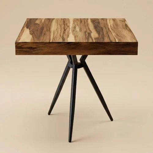 Mesa Base SJWT, cubierta de melamina corte 45 grados y base de acero con pintura electroestática. Ideal para el sector Horeca.
