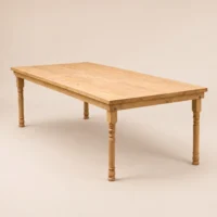 Mesa para eventos Carlota, de madera de pino rectangular para 8-12 personas.