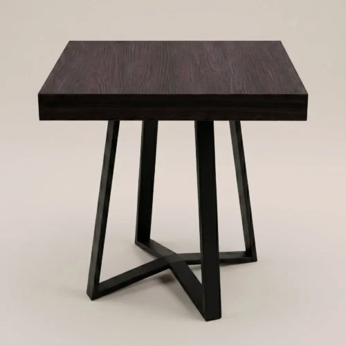 Mesa Hanna, cubierta de melamina corte 45 grados y base de acero con pintura electroestática. Ideal para el sector Horeca.