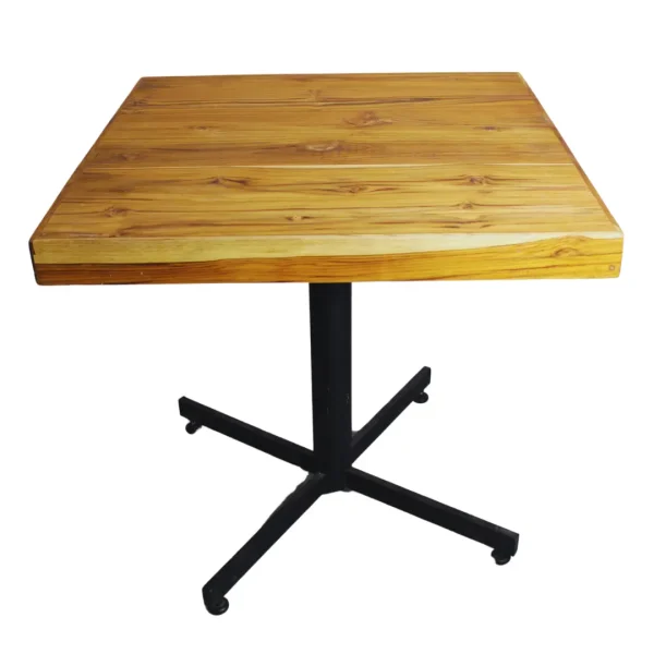 Mesa Pedestal 04 para restaurante, ideal para exterior, hecho con madera de teca.